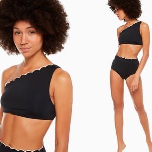 - KATE SPADE NY Contrast Scalloped  Bikini NWT S Blk